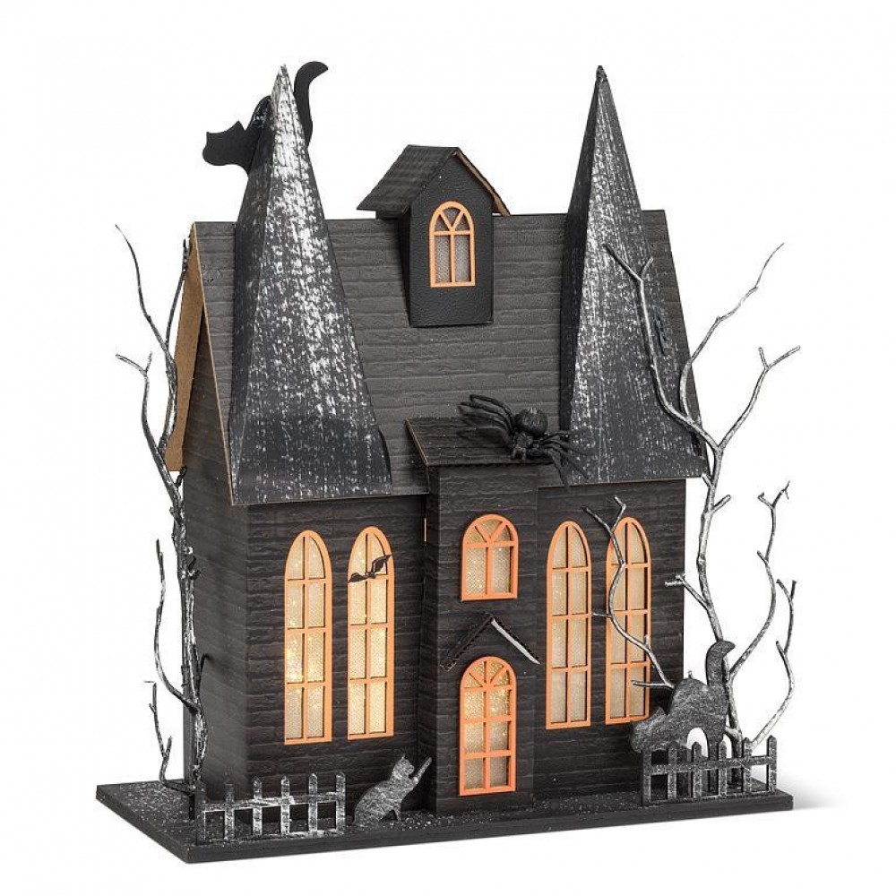 AB-27-VILLAGE-663 Large Spooky Led Mansion Figurine