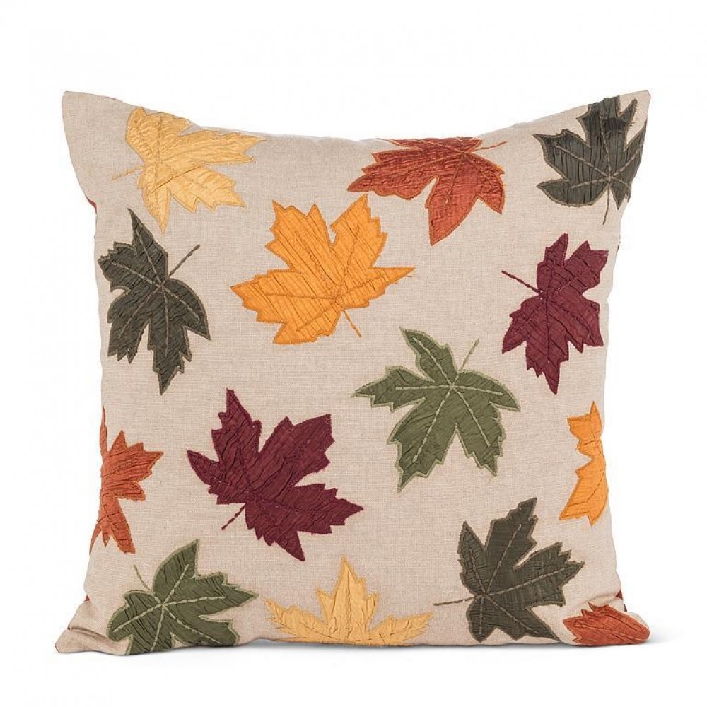 AB-39-FIRESIDE-514 Applique Maple Leaves Pillow