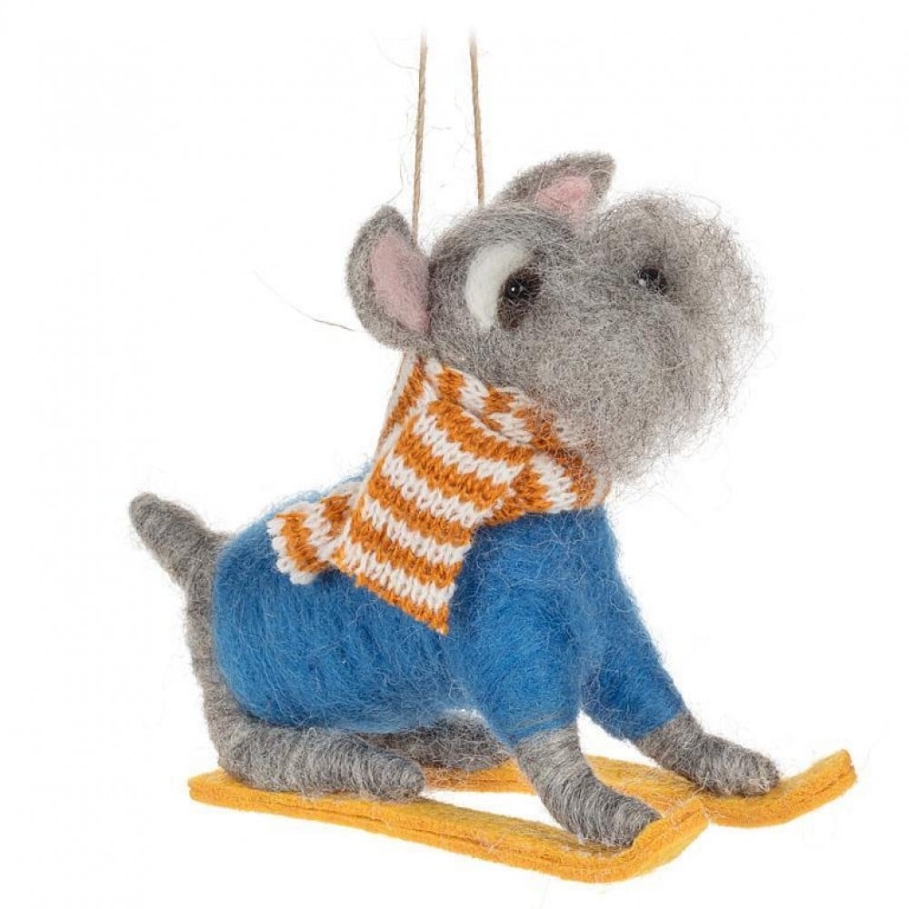 AB-27-MERINO-710 Winter Schnauzer On Sled Ornament