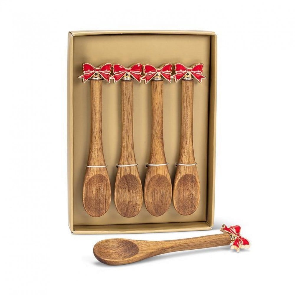 AB-27-STIR-091 Set Of 4 Small With Red Bows Spoons
