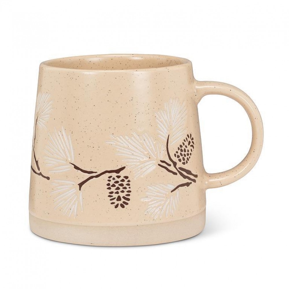 AB-27-ARTISAN-128 Wide Base With Branches And Pinecones Mug