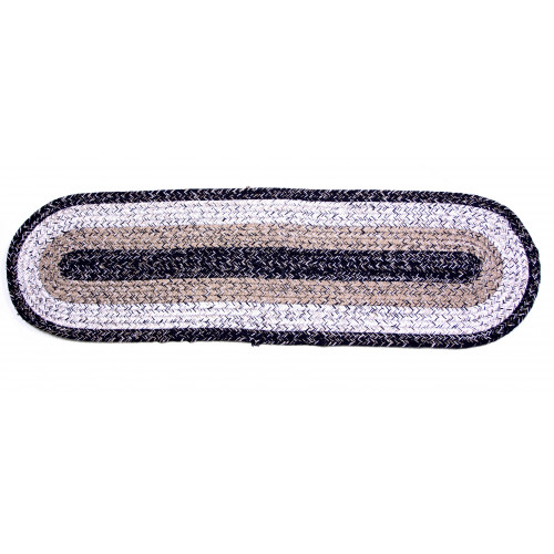 Braided Table Runner with Tassels, Black Haze