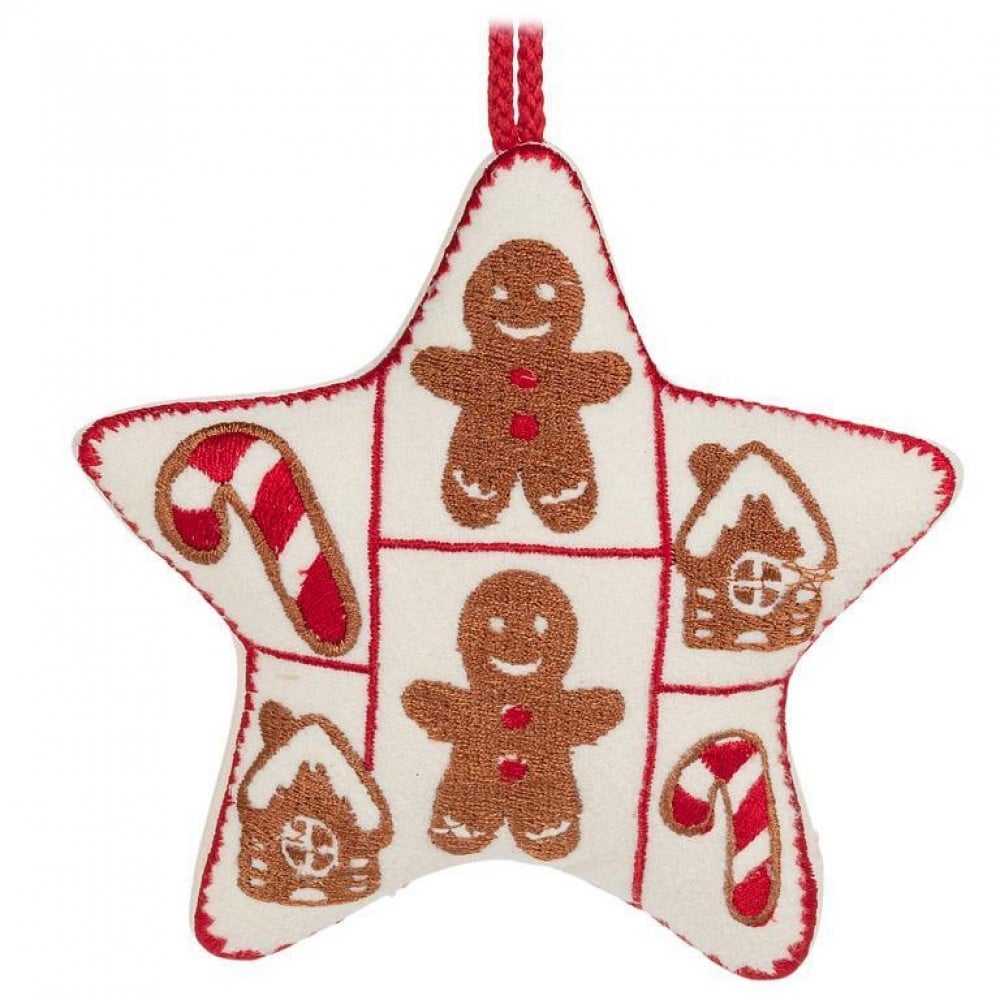 AB-93-STITCH-153 Gingerbread And Candy Canes Star Shape Ornament