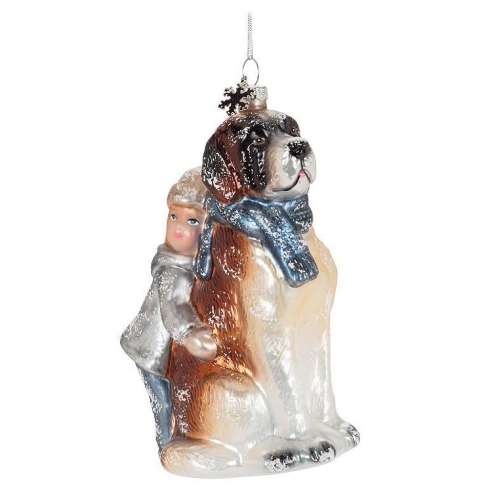 AB-27-HOLIDAY-301 Child Hugging A Dog Ornament
