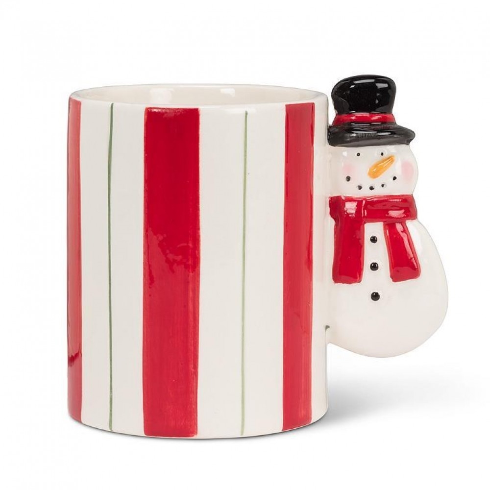 AB-27-MERRY-385 Snowman Handle On A Striped Mug