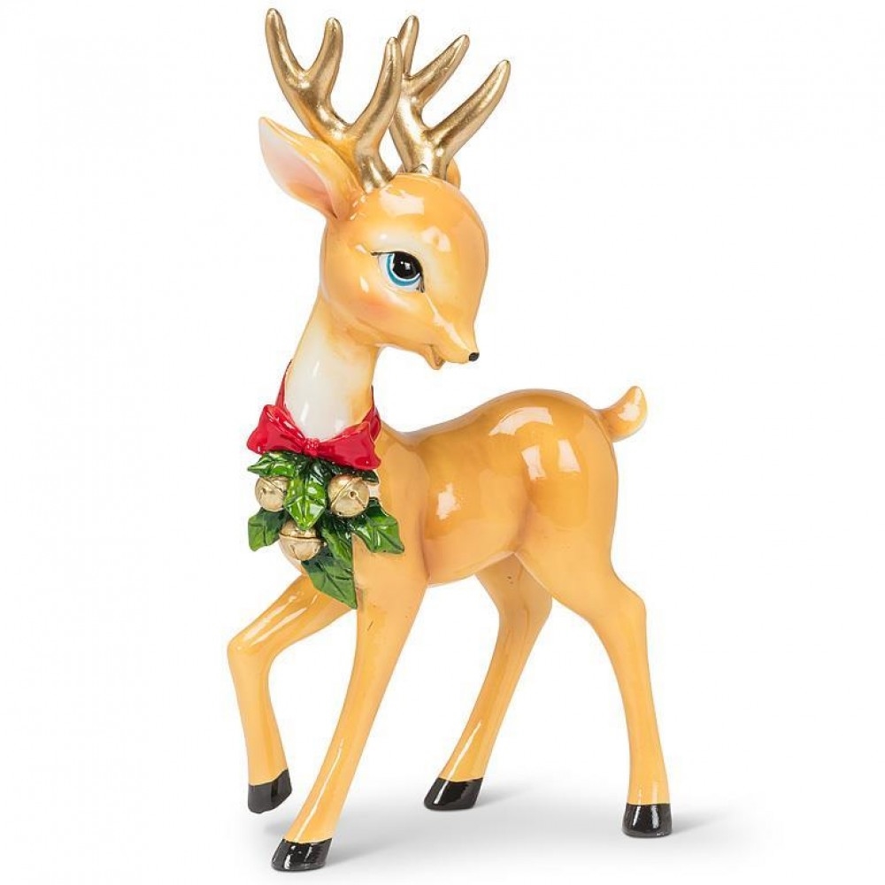 AB-27-RETRO-1294 Standing Reindeer With Bow Figurine