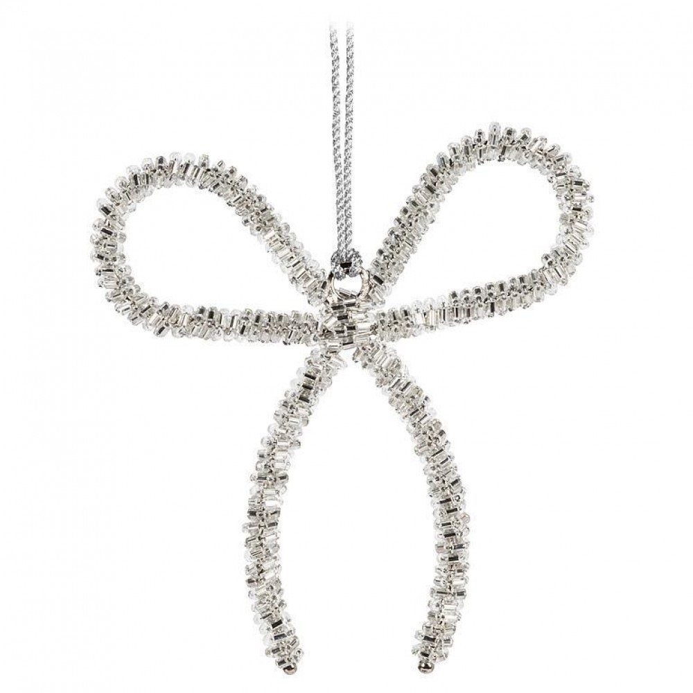 AB-41-KEEPSAKE-067 Slim Bow Beaded Ornament