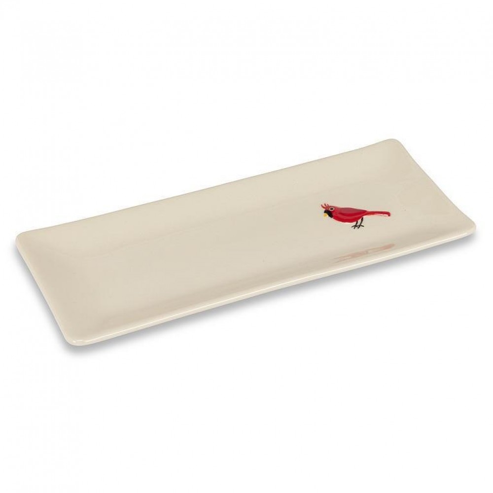 AB-27-SERVING-CARD Cardinal On A Rectangle Plate