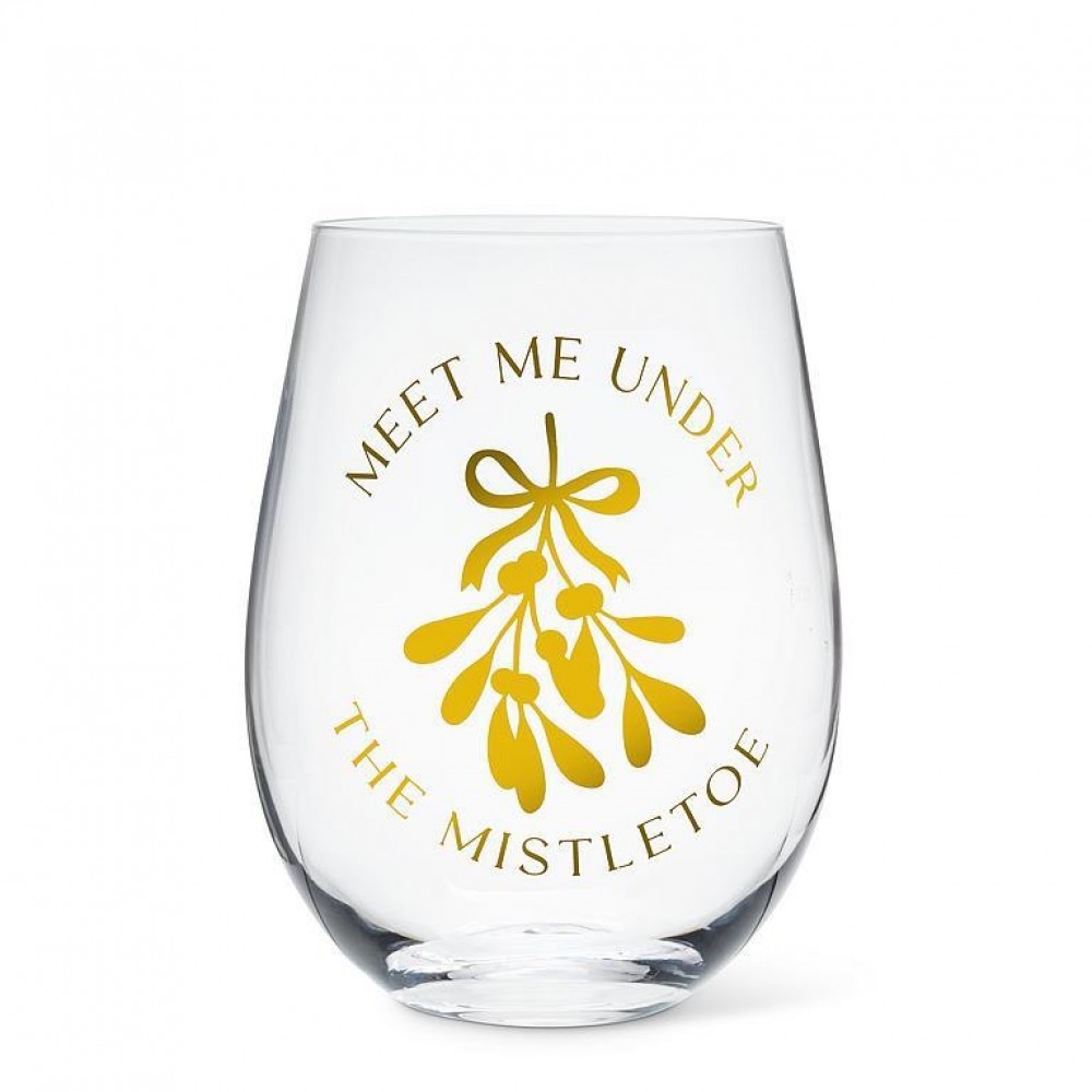 AB-27-SG-ABX-245 Meet Me Under The Mistletoe Stemless Wine Glass
