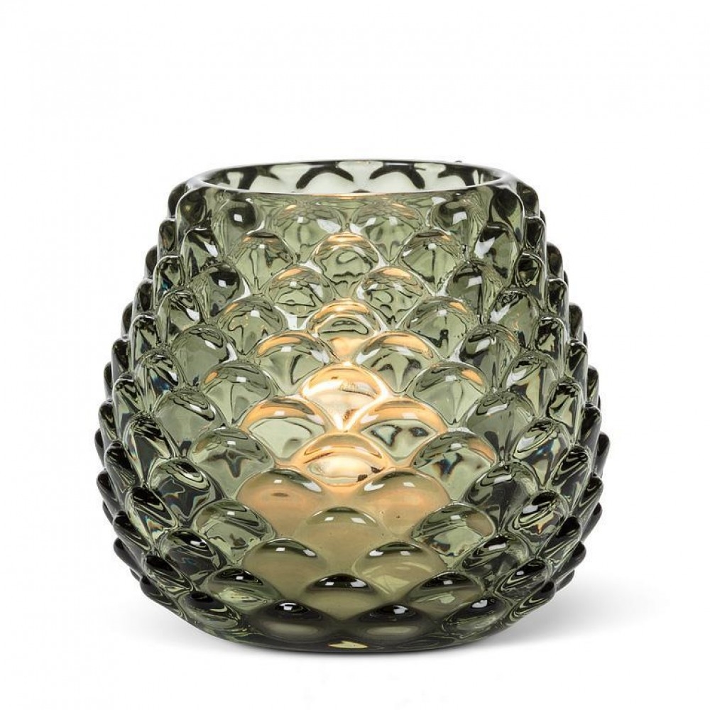 AB-27-PINEGLOW-009-GRN Medium Pinecone Tealight Candle Holder