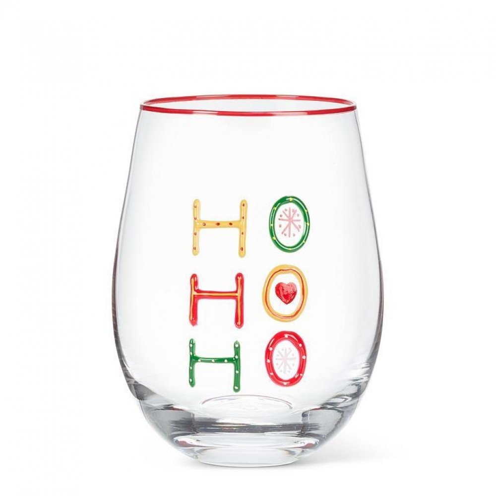 AB-27-MIRTH-467 Hohoho Embossed Stemless Wine Glass