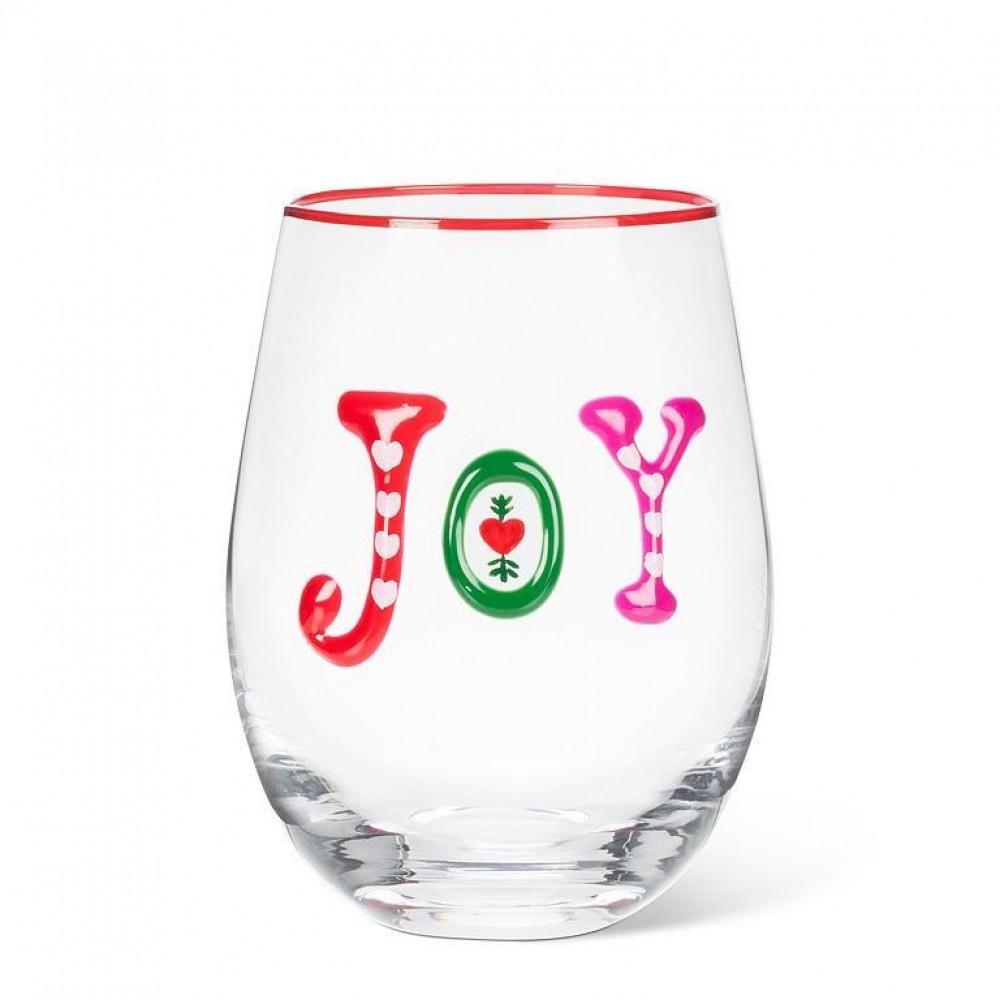 AB-27-MIRTH-458 Joy Embossed Stemless Wine Glass