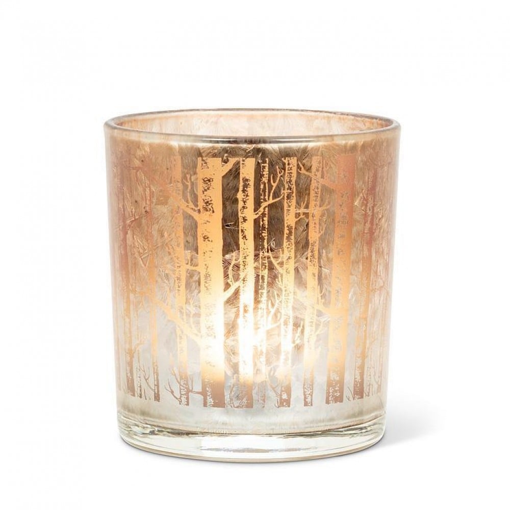 AB-27-DUSK-637-SM Small Birch Trees Votive Candle Holder