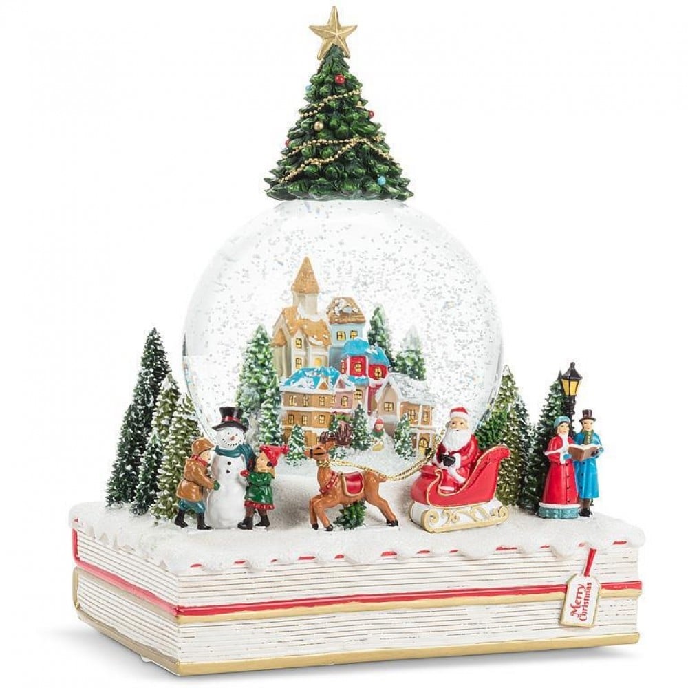 AB-27-SHAKE-8030 Christmas Village On A Book Shaped Snow Globe
