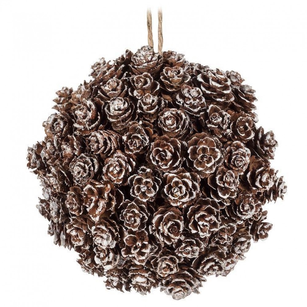 AB-27-PINECONE-524 Snowy Pinecone Ball Ornament