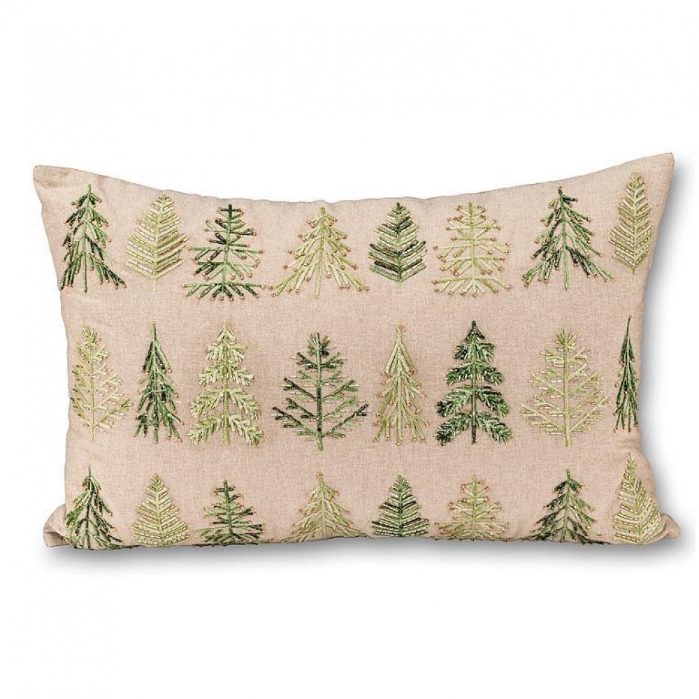 AB-39-FIRESIDE-796 Embroidered And Beaded Trees Pillow