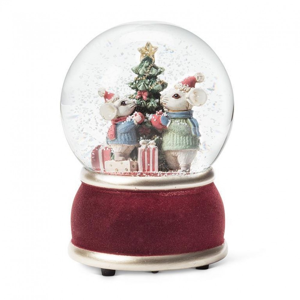 AB-27-SHAKE-8564 Mice Around The Christmas Tree Snow Globe