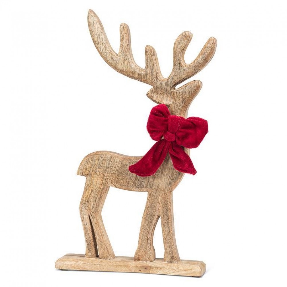 AB-43-TRINITY-385 Standing Reindeer With Bow Figurine