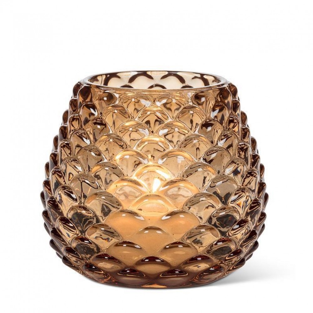 AB-27-PINEGLOW-009-AMB Medium Pinecone Tealight Candle Holder