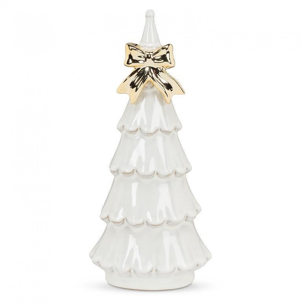 AB-27-NARNIA-05-LG Large Snowy Tree With Gold Bow Figurine
