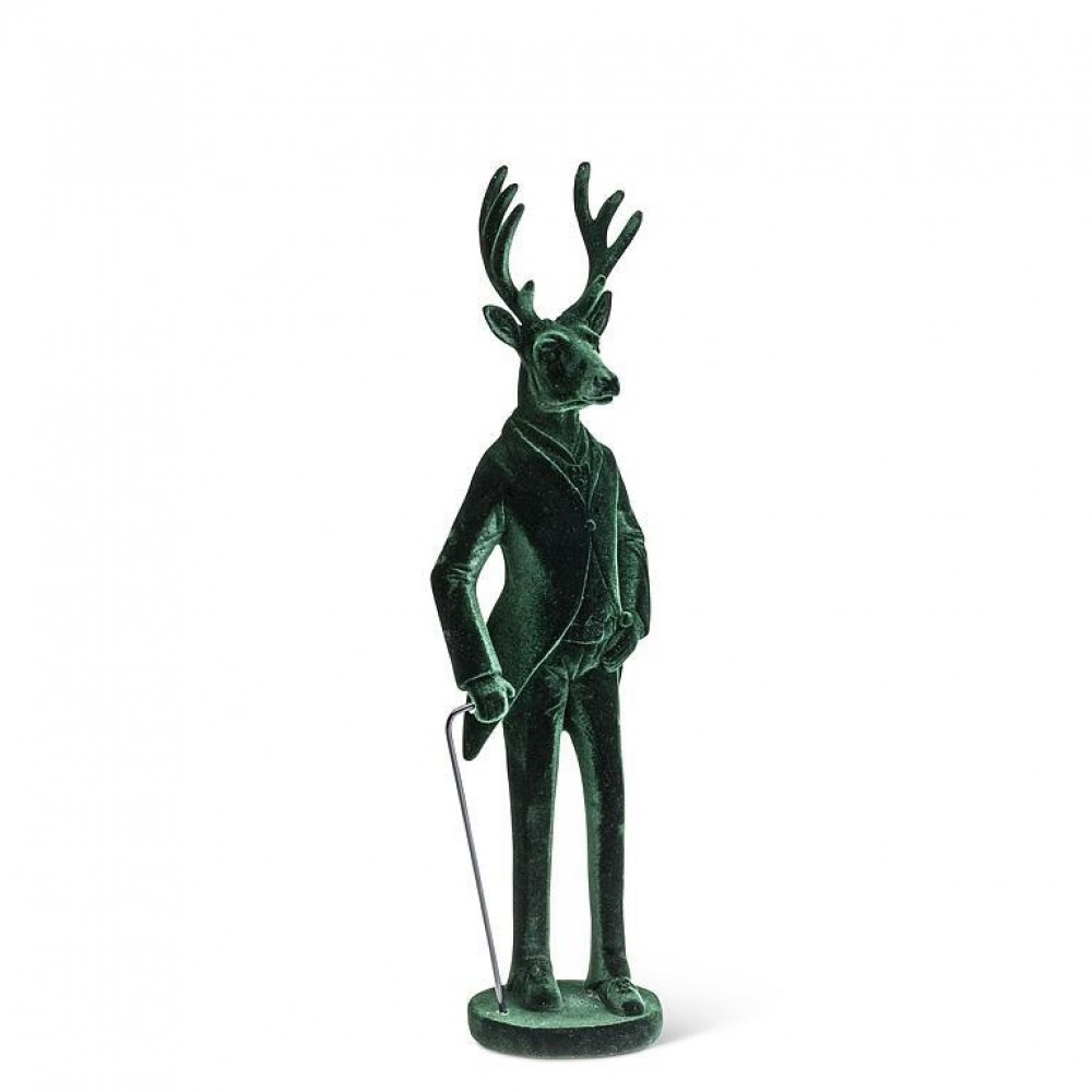 AB-27-BESPOKE-5831-GRN Stag Standing With A Cane Figurine