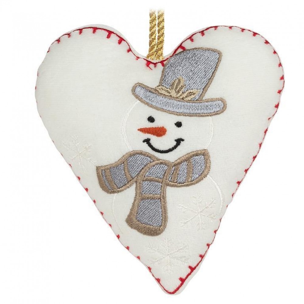 AB-93-STITCH-232 Happy Snowman Heart Shaped Ornament