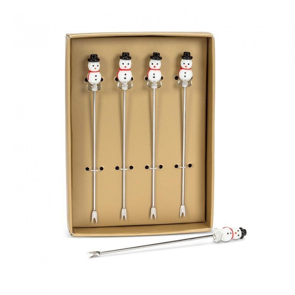 AB-27-PICK-094 Set Of 4 Snowman Cocktail Pick