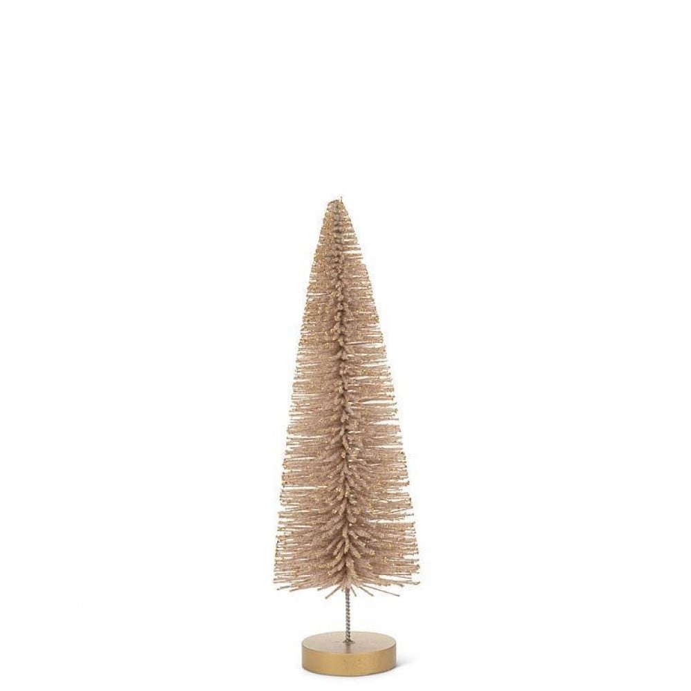 AB-27-FIR-SM-TAUPE Small Tree With Glitter Figurine