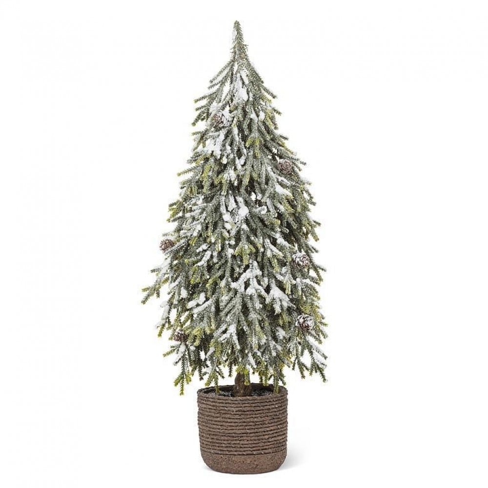 AB-27-ARBOR-02-LG Snow Covered Tree With Pinecones Faux Plants And Trees