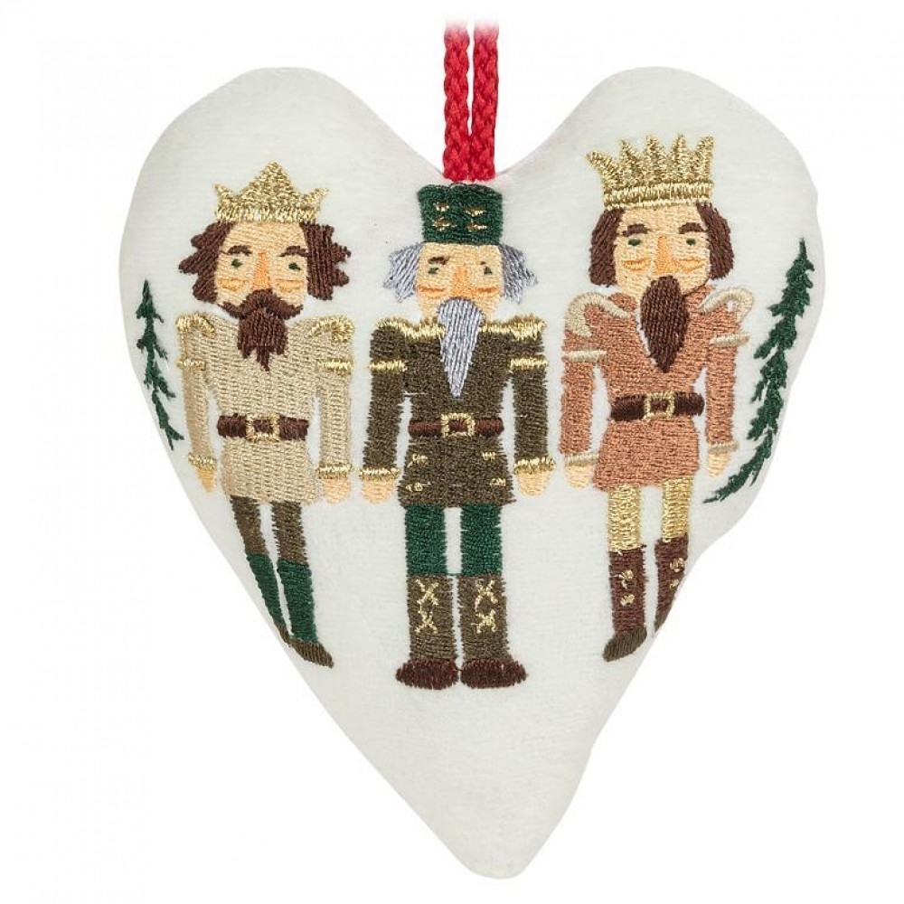 AB-93-STITCH-032 Nutcracker Trio Heart Shaped Ornament