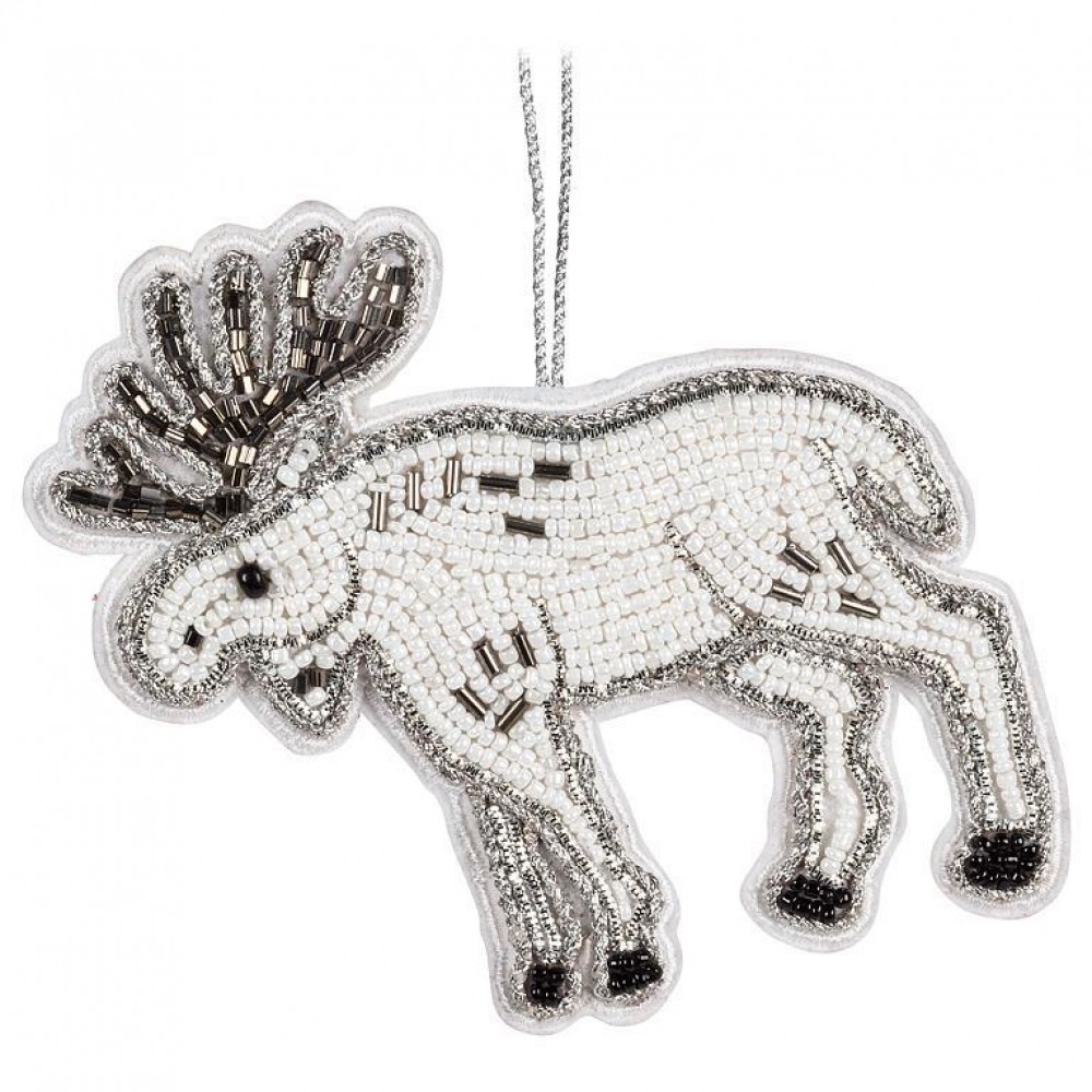 AB-41-KEEPSAKE-131 Beaded Moose Ornament