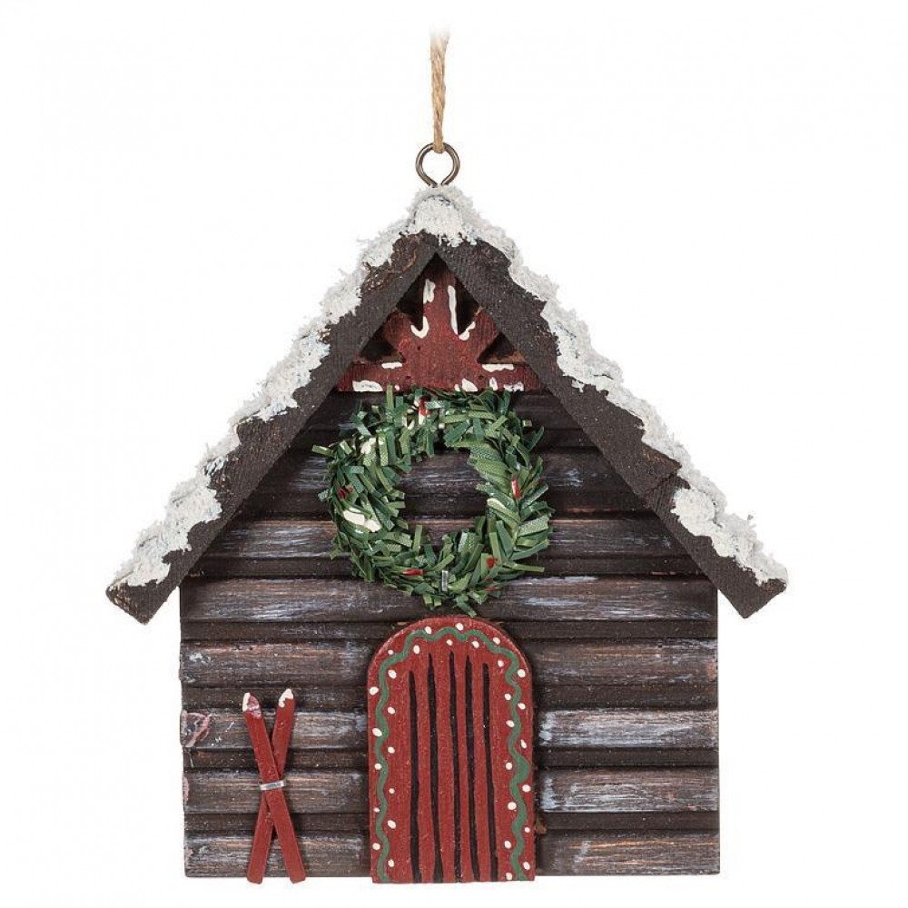 AB-27-WINTER-483 Small Winter Cabin Facade Ornament