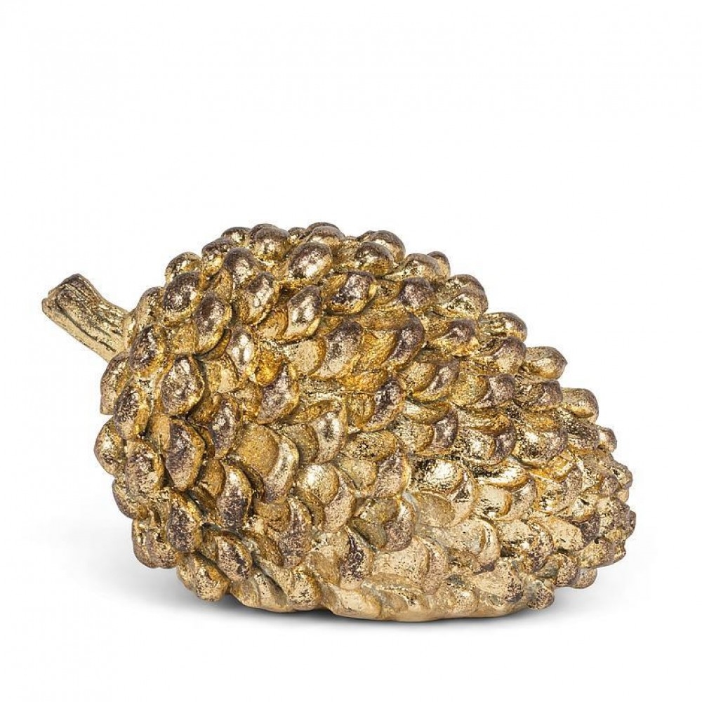 AB-27-GOLDCONE-LG Large Laying Pinecone Figurine