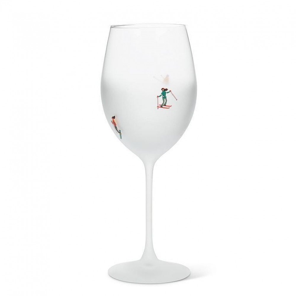 AB-27-SKIPATROL-GOB Frosted With Skiers Wine Glass