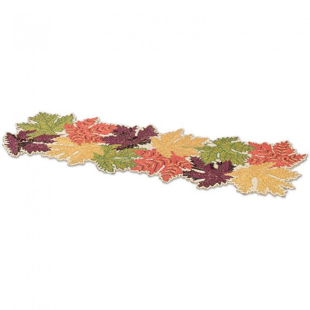 AB-40-FANCY-12 Falling Leaves Beaded Table Runner