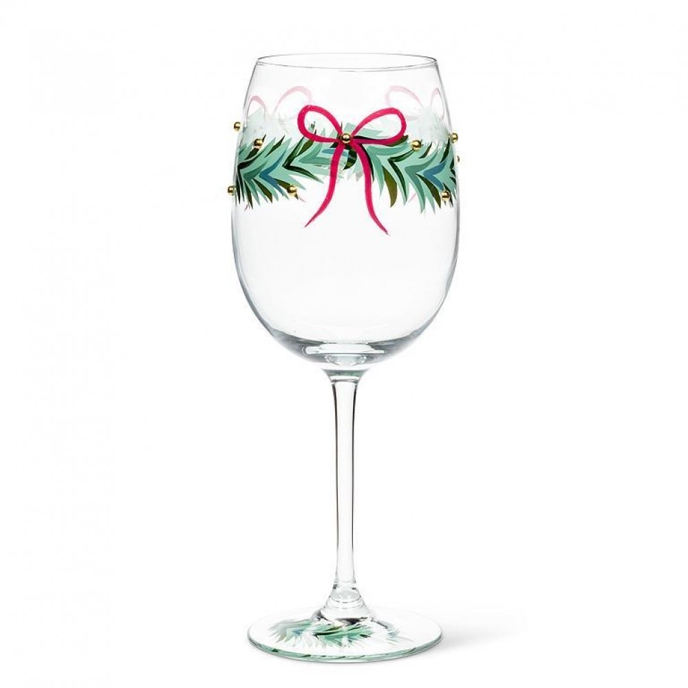 AB-27-CLARA-GOB Wreath With Ribbon And Beads Pattern Goblet