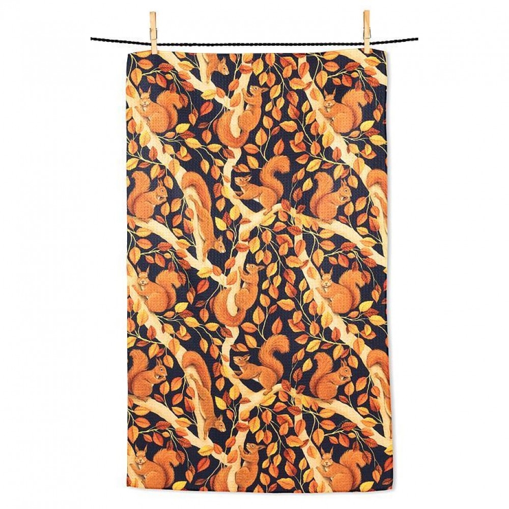 AB-20-RENU-SQUIRRELS Autumn Squirrels Tea Towel