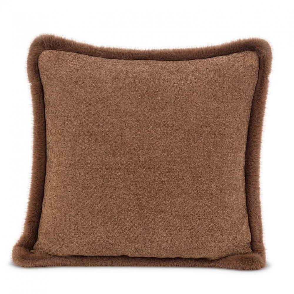 AB-27-SIBERIA-183 Brown Fur Trim Square Pillow