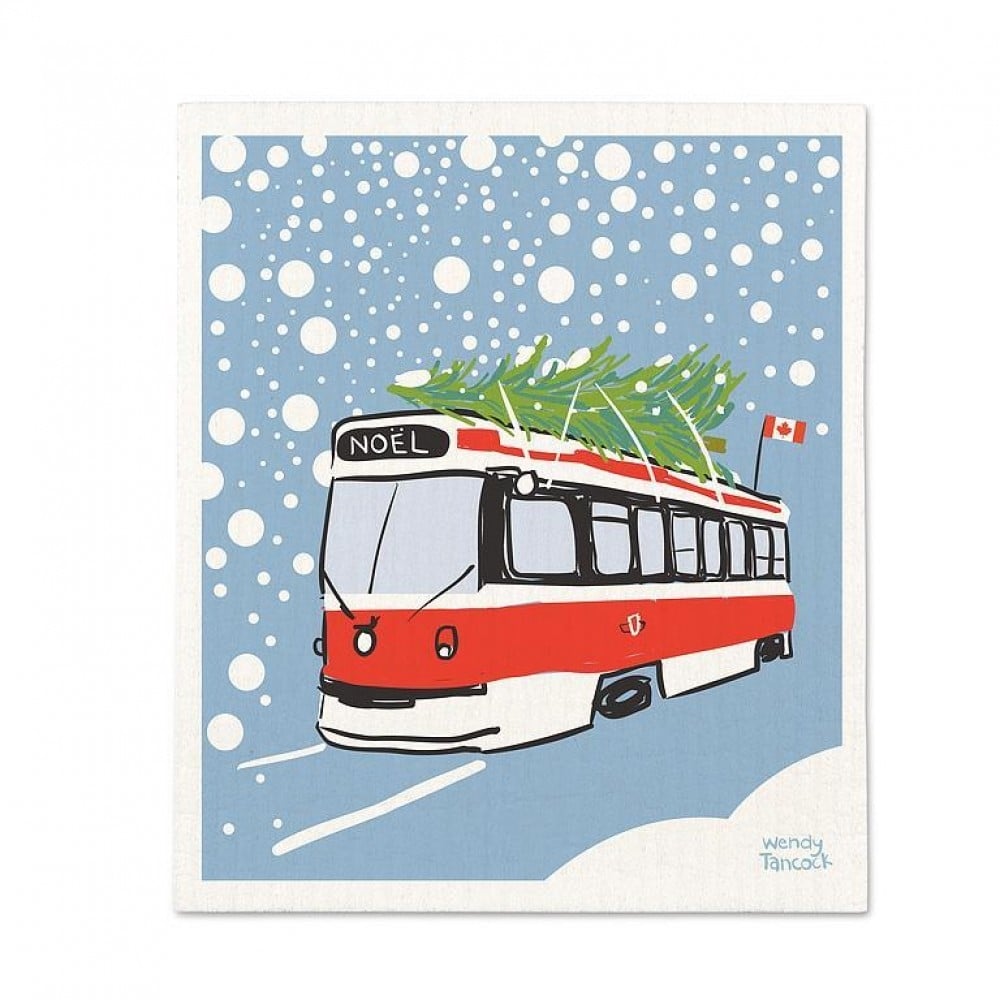 AB-20-ASD-NOEL Christmas Streetcar Dishcloth