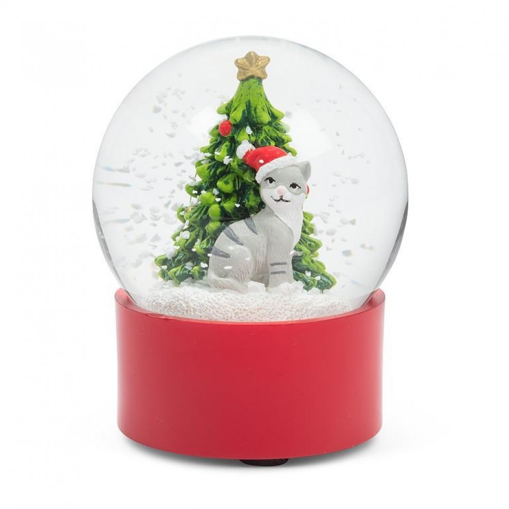AB-27-SHAKE-7721 Christmas Tree And Cat Snow Globe