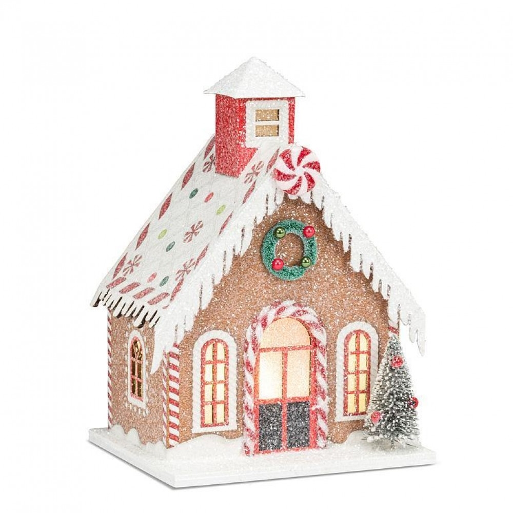 AB-27-VILLAGE-623 Medium Candy Covered Led House Figurine
