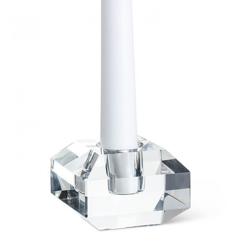 AB-27-GALLERIA-520-CLEAR Flat Cut Square Taper Candle Holder