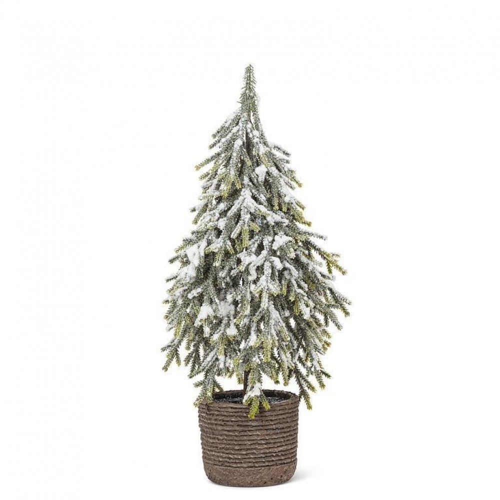 AB-27-ARBOR-02-SM Snow Covered Tree With Pinecones Faux Plants And Trees