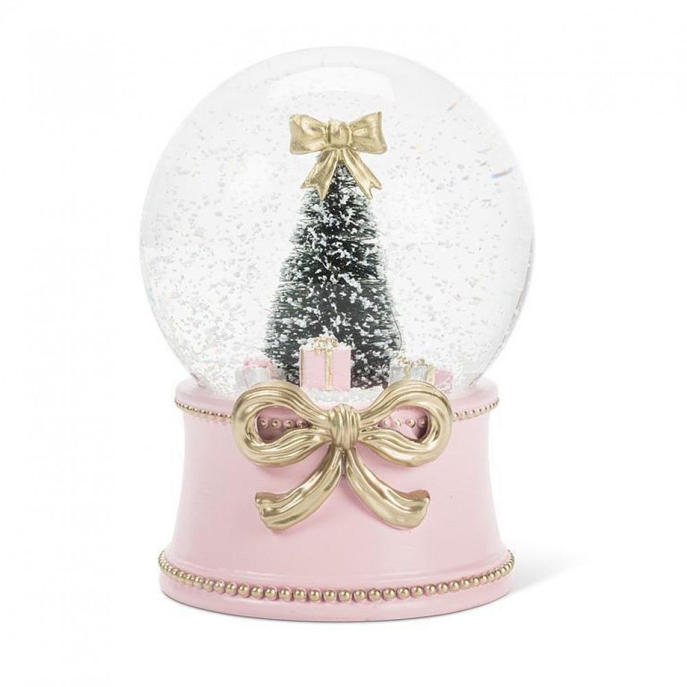 AB-27-SHAKE-8329 Christmas Tree With Gold Bow Snow Globe
