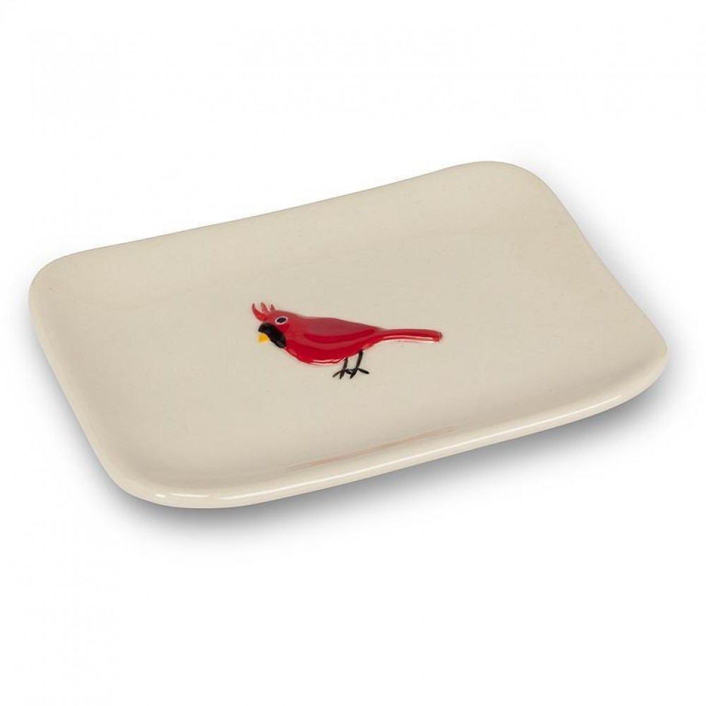 AB-27-MORSEL-CARD Cardinal On Small Rectangle Plate
