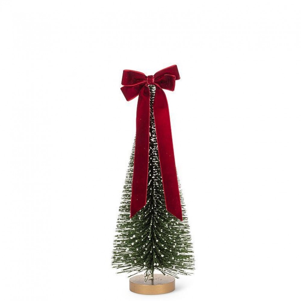 AB-27-TANENBAUM-269-SM Small Glitter Tree With Red Velvet Bow Figurine