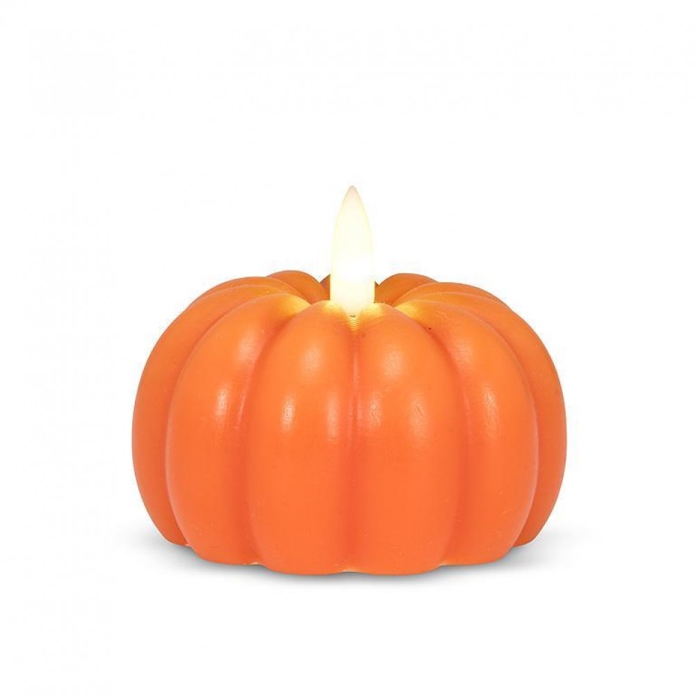 AB-27-SPOOKY-624 Small Low Pumpkin Led Candle