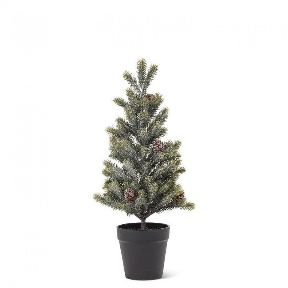 AB-27-ARBOR-01-SM Small Frosted Tree With Cones Faux Plants And Trees