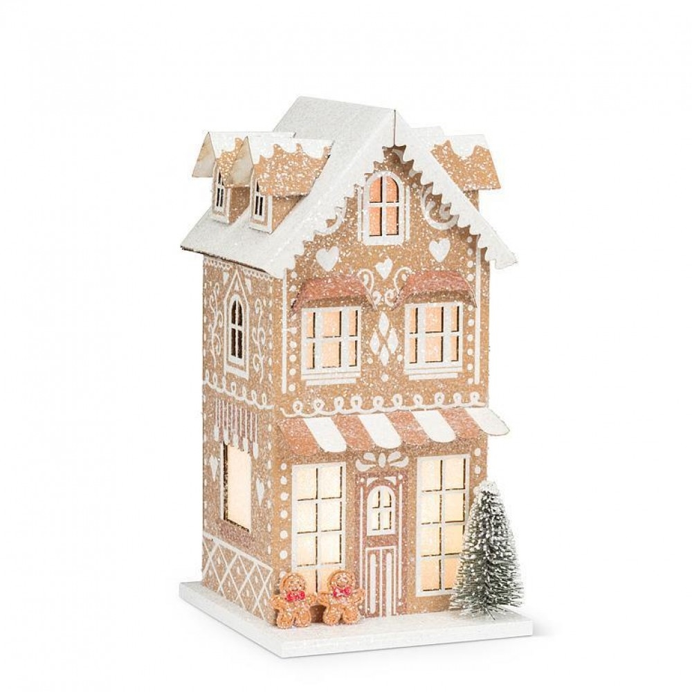 AB-27-VILLAGE-678 Medium Tall Gingerbread Led House Figurine