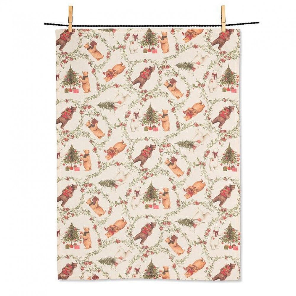 AB-56-KT-THEODORE Gentlemen Bears Christmas Tea Towel